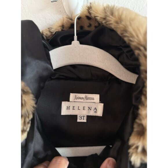 Vintage Helena Neiman Marcus Black Faux Fur Lined Hooded Toddler Coat Size 3T - Picture 8 of 13